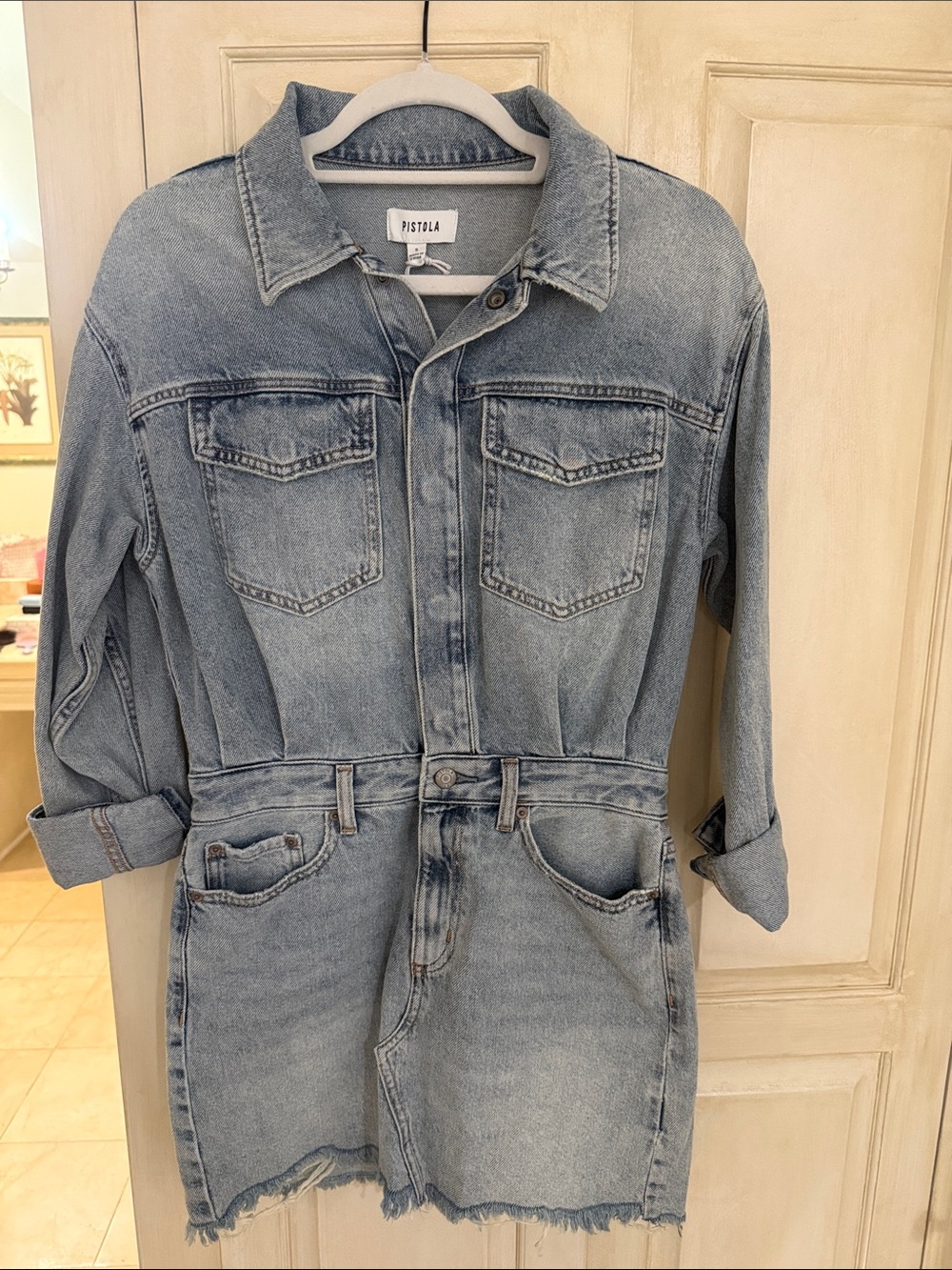 Pistola Light Blue Washed Denim Mini Dress